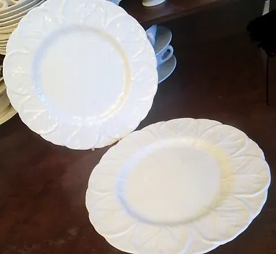 2xCOALPORT COUNTRYWARE DINNER PLATES  ENGLISH BONE CHINA  White CABBAGE 27.5 Cm • £89