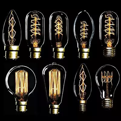 £42.99 • Buy 40W 60W B22 Bayonet E27 Vintage Antique Retro Amber Light Edison Lamp Bulbs