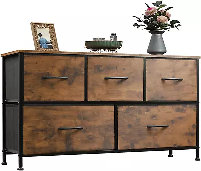 Dresser For Bedroom With 5 Drawers Wide Chest Of Drawers Storage Organizer Unit  • $79.99