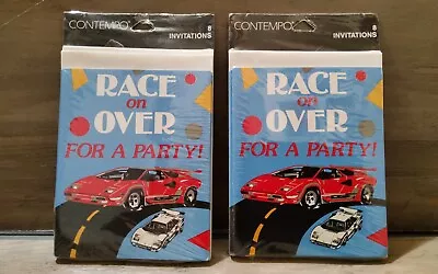 Vintage Party Invitations Race Car Lamborghini 16 Invites Evelopes Sealed • $24.99