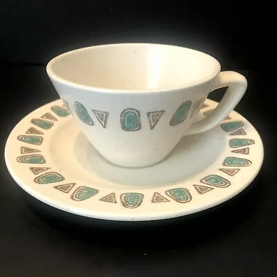 Metlox Poppytrail Vernon Navajo Pottery Tea Coffee Cup & Saucer MCM Geometric • $3.98