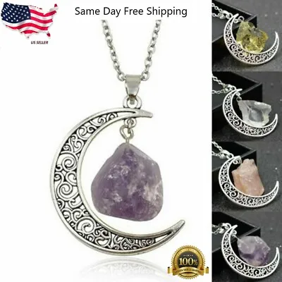925 Silver Plated Pendant Chakra Healing Gemstone Moon Jewelry Lab-Created • $4.49