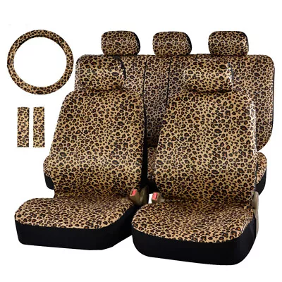 12PCS Car Seat Cover Set All Year Round Use Leopard Print Full Set Car Seat Case • $68.50