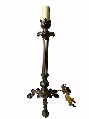 Rare Brass Corinthian Column Electric Table Lamp With Ornate Tripod Base • $65