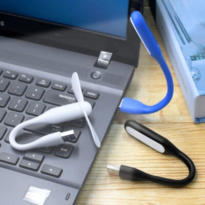 $5.68 • Buy Mini Bank USB Fan Tablet Power Fan+LED Plug In LED Lamp Gadget Flexible Cooling
