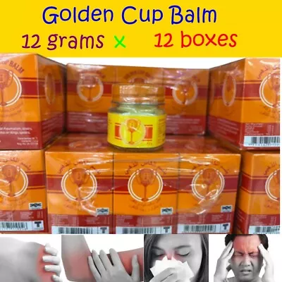 12g.x12boxes Thai Golden Cup Balm Original Herbal Aroma Relaxing Massage Balm • $38.50