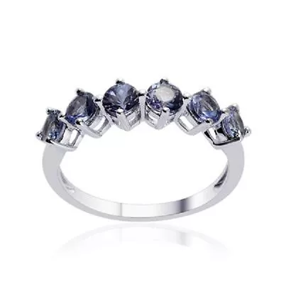 Tanzanite (Rnd) Ring In Platinum Overlay Sterling Silver 1.500 Ct. Size N • £29.99