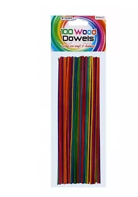 100Pcs Wooden Dowels Wood Craft Sticks Rods 20 Cm X 2mm Hardwood Art & Craft • £3.89