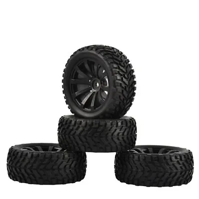 4x 1/10 RC Car Rubber Tyres Off-road Tires Wheels For HSP For Traxxas For Tamiya • £15.54