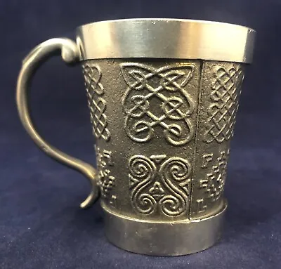 Mullingar Pewter Handled Double Shot Measure Mug Celtic Designs Ireland • $32.95