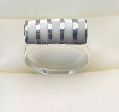 Vintage Sterling Silver Abalone Ring Sz. 7.5 - 5.7 Grams - Handmade And Unique • $15