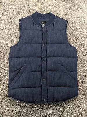 $24.95 • Buy Levis Puffer Vest Men Small Quilted Lined Snap Button Chambray Denim Trucker