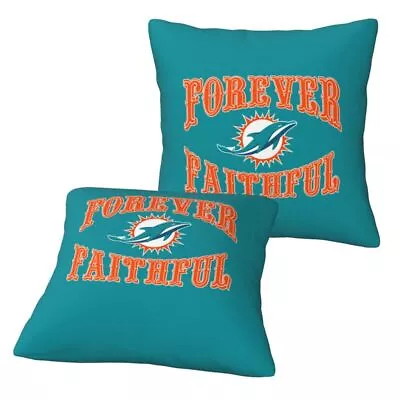 2PCS Miami Dolphins  Forever Faithful Throw Pillow Cover 18-20in No Pillow Core • $15.19