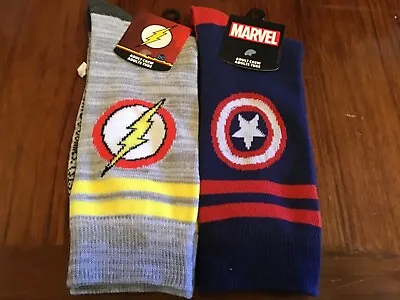 Bioworld Old Navy Dc Comics Adult Crew Socks Capt America Or The Flash Nwt • $1.99