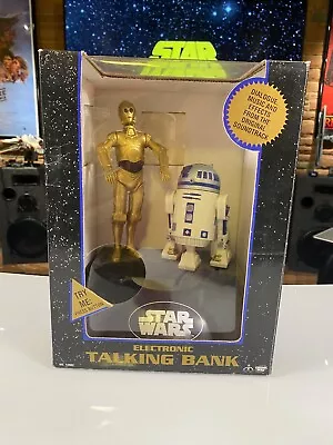 Vintage 1995 Star Wars Electronic Talking Bank C3PO R2D2 Thinkway Toys New • $27