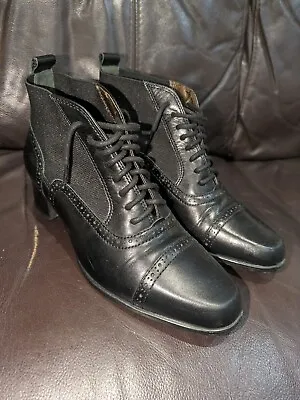 Lilley & Skinner Black Leather Heeled Brogue Shoes Size UK 4 • £16.99
