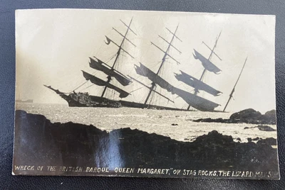 £40 • Buy Ship Wreck Gueen Margaret On Stag Rocks Lizard Cornwall Real Photo Postcard