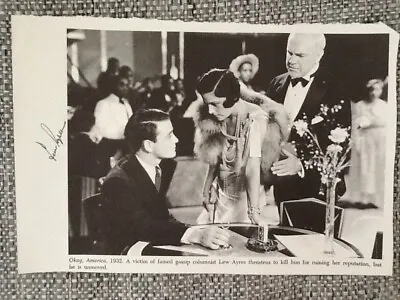 Lew Ayres SIGNED Book Photo 30s Movie Actor Okay America Maureen O'Sullivan  • $21