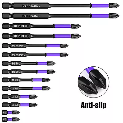 Magnetic Anti-Slip PH2 Impact Driver Phillips Screwdriver Drill Bit Tool Set New • $6.40