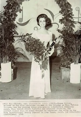 1966 Vintage Photo Miss McNeese Beauty Renee Collet Poses At Miss Louisiana  • $18.88