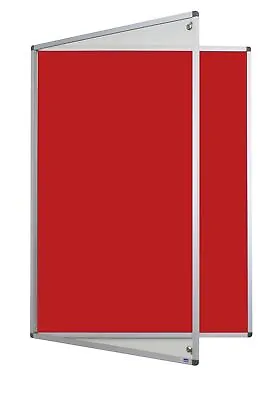 Adboards Classic Lockable Noticeboard Red Felt 1200mm X 900mm Aluminium Frame • £106.80