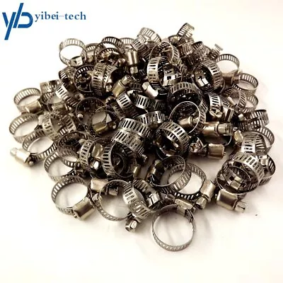 50piece Stainless Steel 3/4 -1 Adjustable Drive Hose Clamps Fuel Line Worm Clips • $10.74