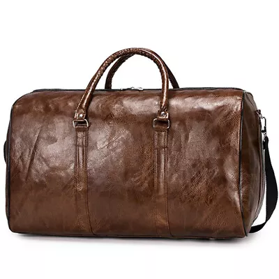 Mens Leather Duffle Weekend Bag Gym Large Travel Womens Luggage Handbag Holdall • £13.13