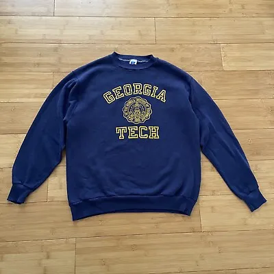 VTG 80s Georgia Tech Russell Athletic Crewneck Sweatshirt USA Made Adult Large • $42.99