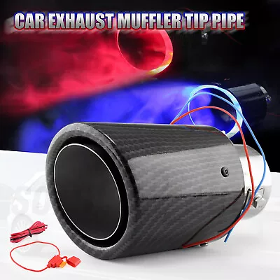 ⭐ 2.5  Universal Carbon Fiber Car RED /BLUE LED Flame Exhaust Muffler Tip Tail⭐ • $20.99