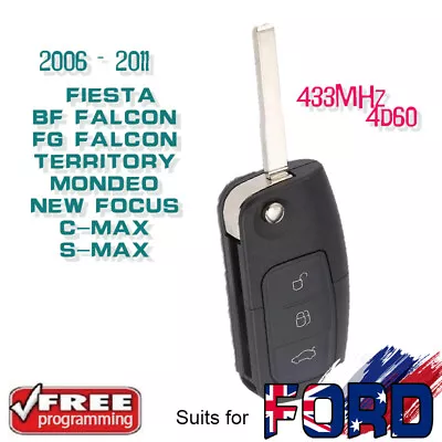 Flip Remote Key Fob 433MHz 4D60 For Ford Mondeo Fiesta C-Max S-Max 2003 - 2010 • $29.90