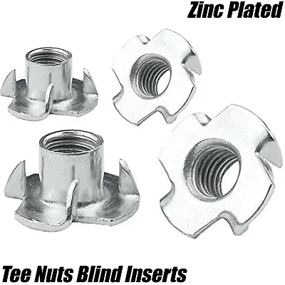 M10 4 Pronged Captive Blind Inserts Tee Nut Hammer In Wood Furniture T Nuts • £2.70