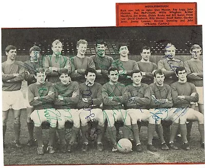 MIDDLESBROUGH 1966/67 Team Signed Photo Picture GEOFF BUTLER JOH O'ROURKE • £14.99