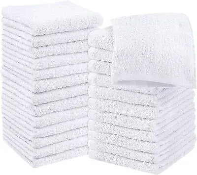 £9.99 • Buy 24 Packs Face Cloths Flannels Towels 100% Pure Soft Cotton Wash Cloths White
