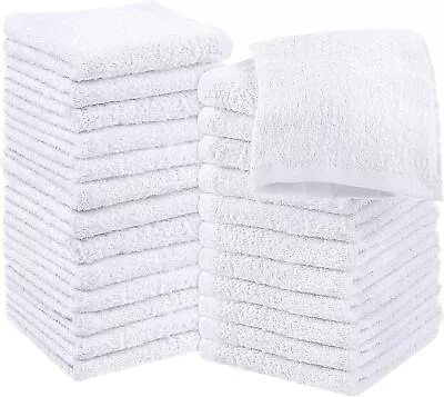 £9.99 • Buy 24 Packs Face Cloths Flannels Towels 100% Pure Soft Cotton Wash Cloths White