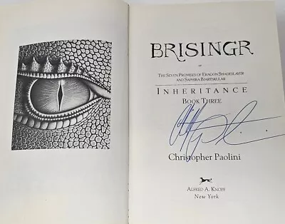 BRISINGR Inheritance Book 3 Christopher Paolini SIGNED HC DJ Mint 1sr Ed Eragon • $124.85