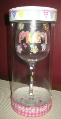Beautiful Abigail Patchwork Wine Glass Gift Box New Great Mothers' Day Gift  • $16.99