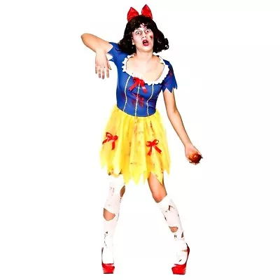 Ladies Zombie SCARY SNOW WHITE Fairy Tale Halloween Fancy Dress Costume HF-5123 • £5.95