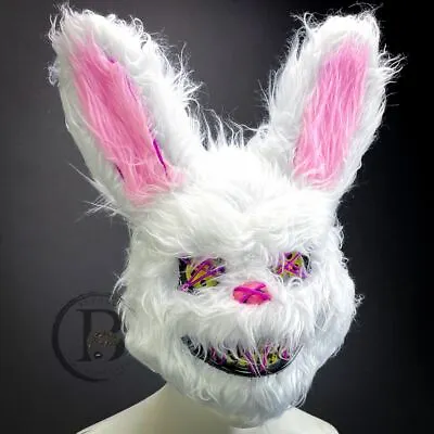 VIP White Rabbit Bunny Mascot Masquerade Mask Over The Head LED Lights Purple • $24.95