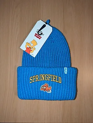 Levi's The Simpsons Beanie Hat Chunky Knit Springfield 3 Eyed Fish Blue New  • £22