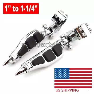 $62.91 • Buy Chrome Motorcycle Highway Foot Pegs 1  To 1-1/4  Bar For Yamaha V Star 650 1100