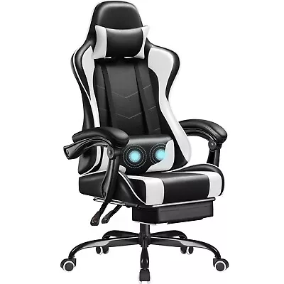 BAdjustable Video Game Chair With Footrest - Massaging Lumbar Support - Ergonomi • $98.88