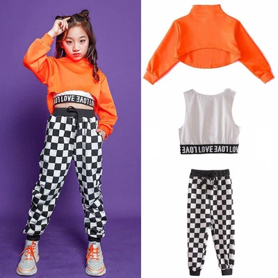 £14.47 • Buy Girls Hip-hop Street Dance Costume Kids Jazz Dance Clothes Performance Outfits