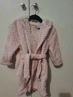 Baby Girls Pink Hooded Waffle Effect Dressing Gown 12-18 Months • £2.99