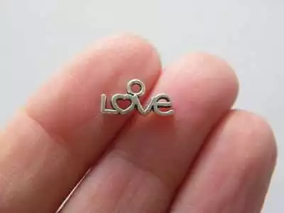 BULK 50 Love Word Heart Charms Antique Silver Tone M468 - SALE 50% OFF • £4.48