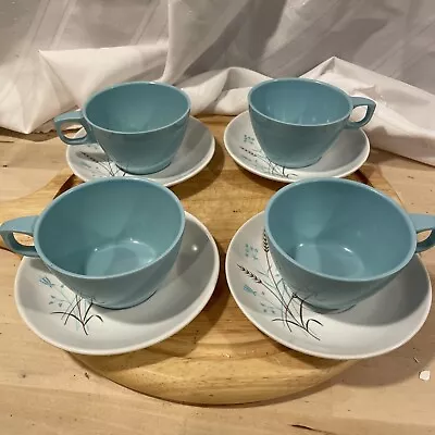 Vintage Mallo-Ware Mid-Century Teacup And Saucer- Set Of 4 • $20