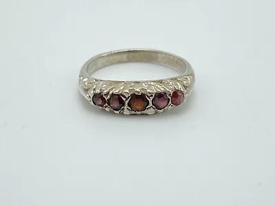 Vintage Sterling Silver Garnet Dress Ring Size J • $31.08