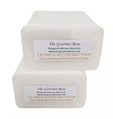 2 Lb TRIPLE BUTTER MELT AND POUR SOAP Cocoa Shea Mango 100% All Natural Base • $15.75