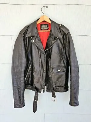 Vintage 1960s Sears Oakbrook Motorcycle Jacket Black Size 40 Made In USA • $389.95
