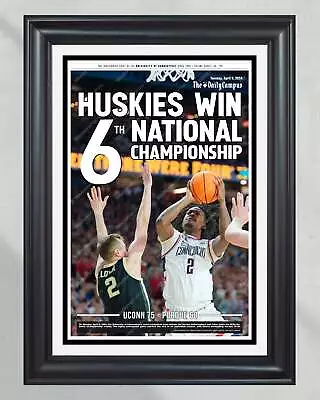 2024 Uconn Huskies ‘WIN 6TH' NCAA Champions Framed Newspaper • $42.99