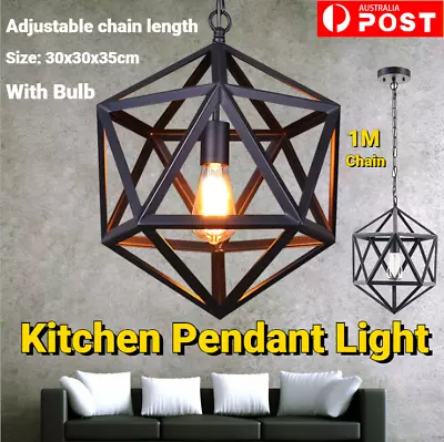 Black Pendant Light Kitchen Chandelier Lighting Lobby Ceiling Lights Bar Lamp AU • $56.99